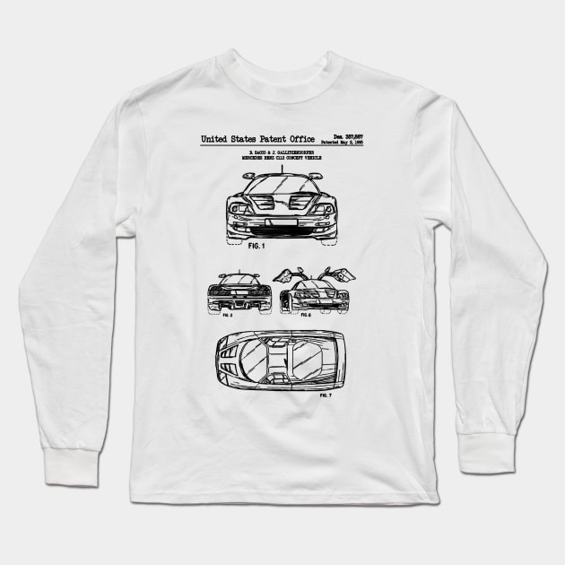 Mercedes Benz C112 Patent Black Long Sleeve T-Shirt by Luve